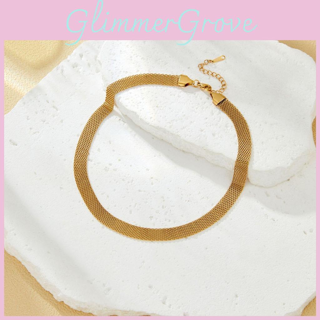 Elegant Gold Titanium Necklace Contemporary Ins Hip Hop Choker For Trendy Style Womens