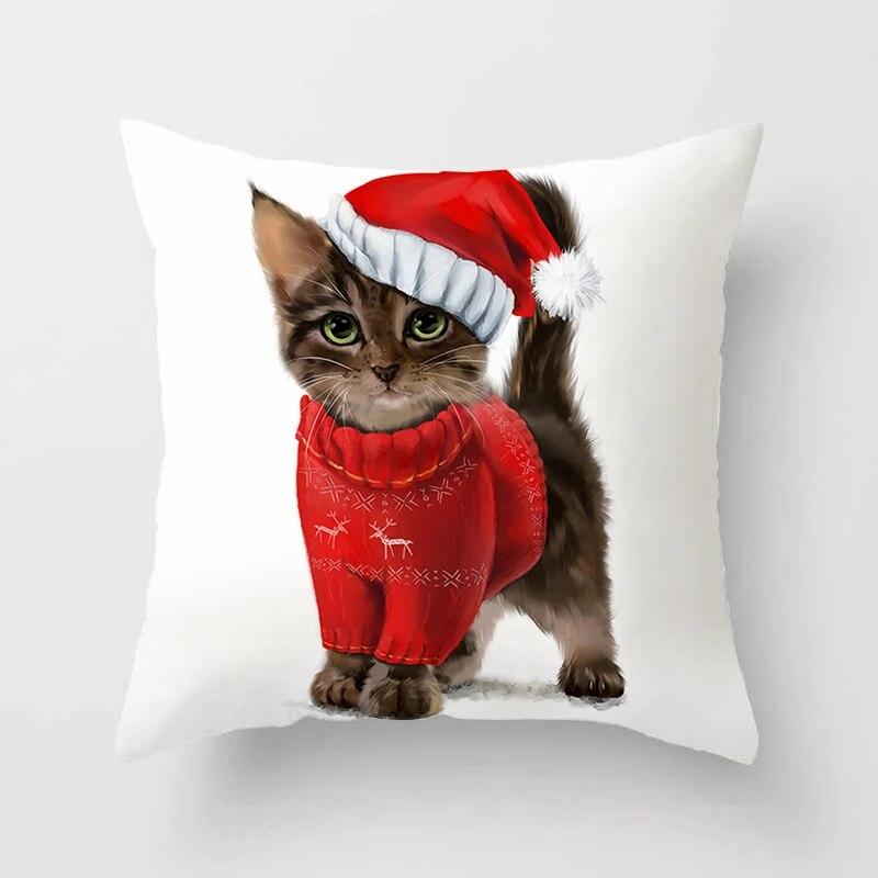 Cute Cat  Print Polyester Cushion Cover 45x45 Throw Pillow Case For Sofa Car Home Decorative Pillowcase Pillow Cover