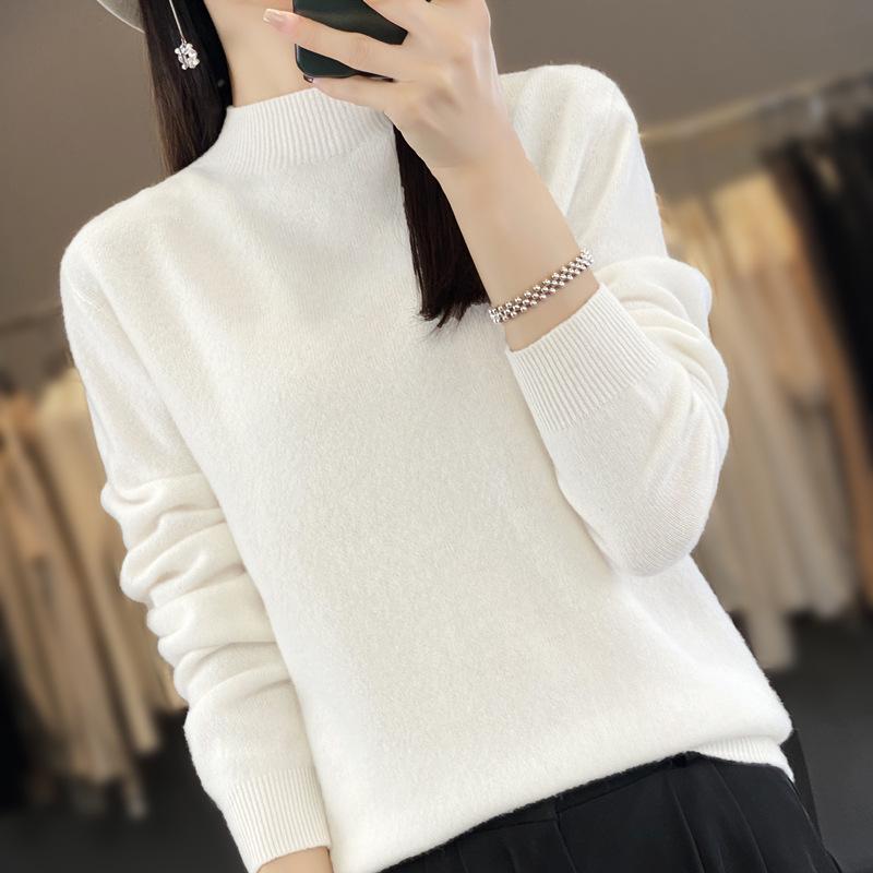 

24 Раннеосенний бесшовный трикотажный пуловер с длинными рукавами и полувысоким воротом Small