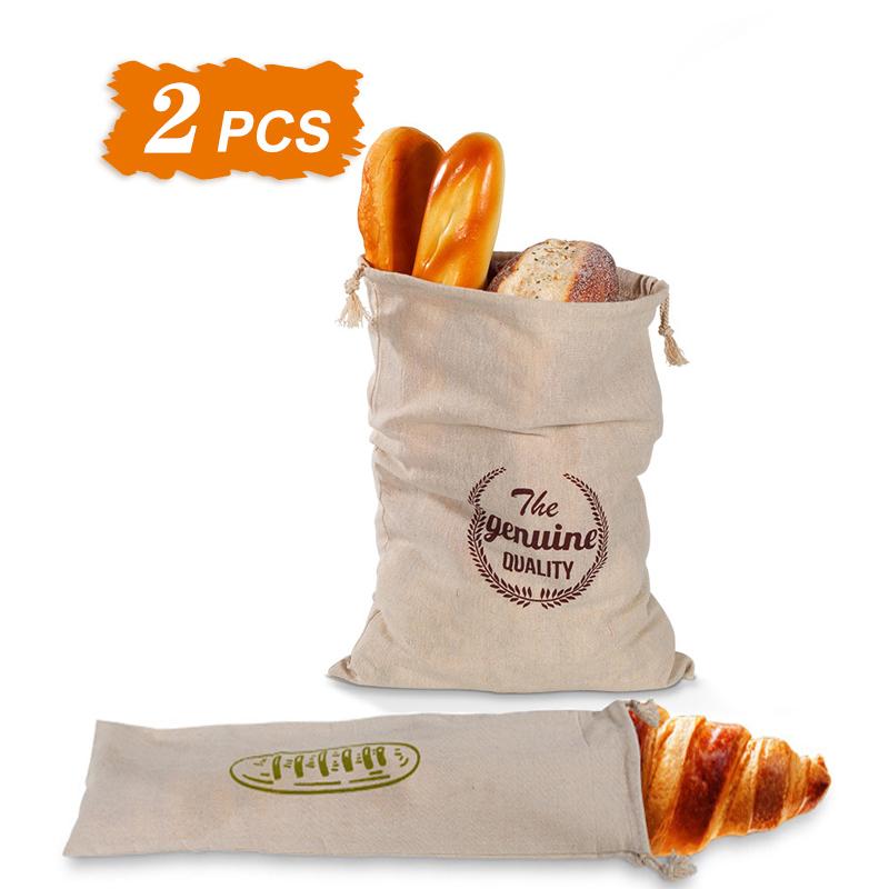 4/2/1 STK Brødposer av lin Gjenbrukbar snørepose for brød Hjemmelaget håndverksbrød oppbevaringspose Linbrødposer for baguette