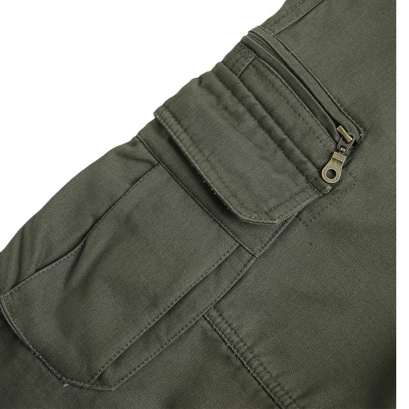 Pánské volné rovné kalhoty nadměrné velikosti, ležérní cargo dlouhé kalhoty s více kapsami, celoroční, čistá bavlna, střední pas, hluboký rozkrok, pro střední věk a seniory