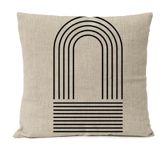 Home Decorative Black Geometric Linen Pillow Cover Boho Bohemia Throw Pillow Art Cushion Decoration Sofa Pillowcase 60x60