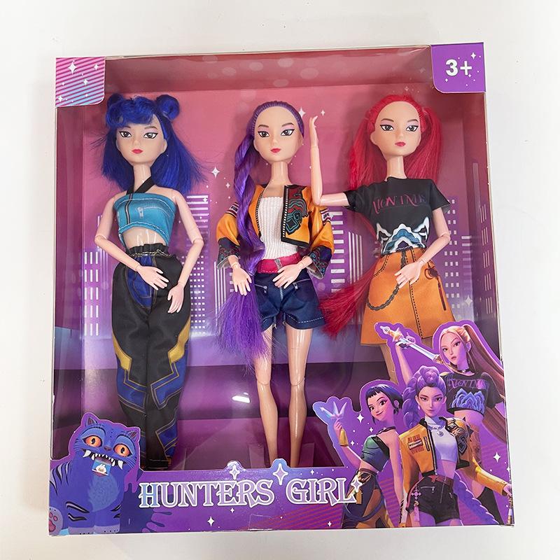 K-POP Demon Hunter Girl Group Doll with Music Accessories, 11.5" Soft Vinyl, 11 Joints