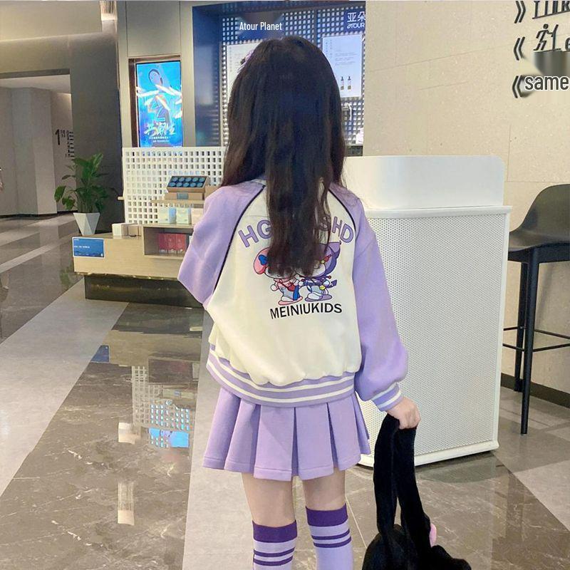 Autumn 2025 Kuromi Girls' Baseball Three-Piece Sports Set