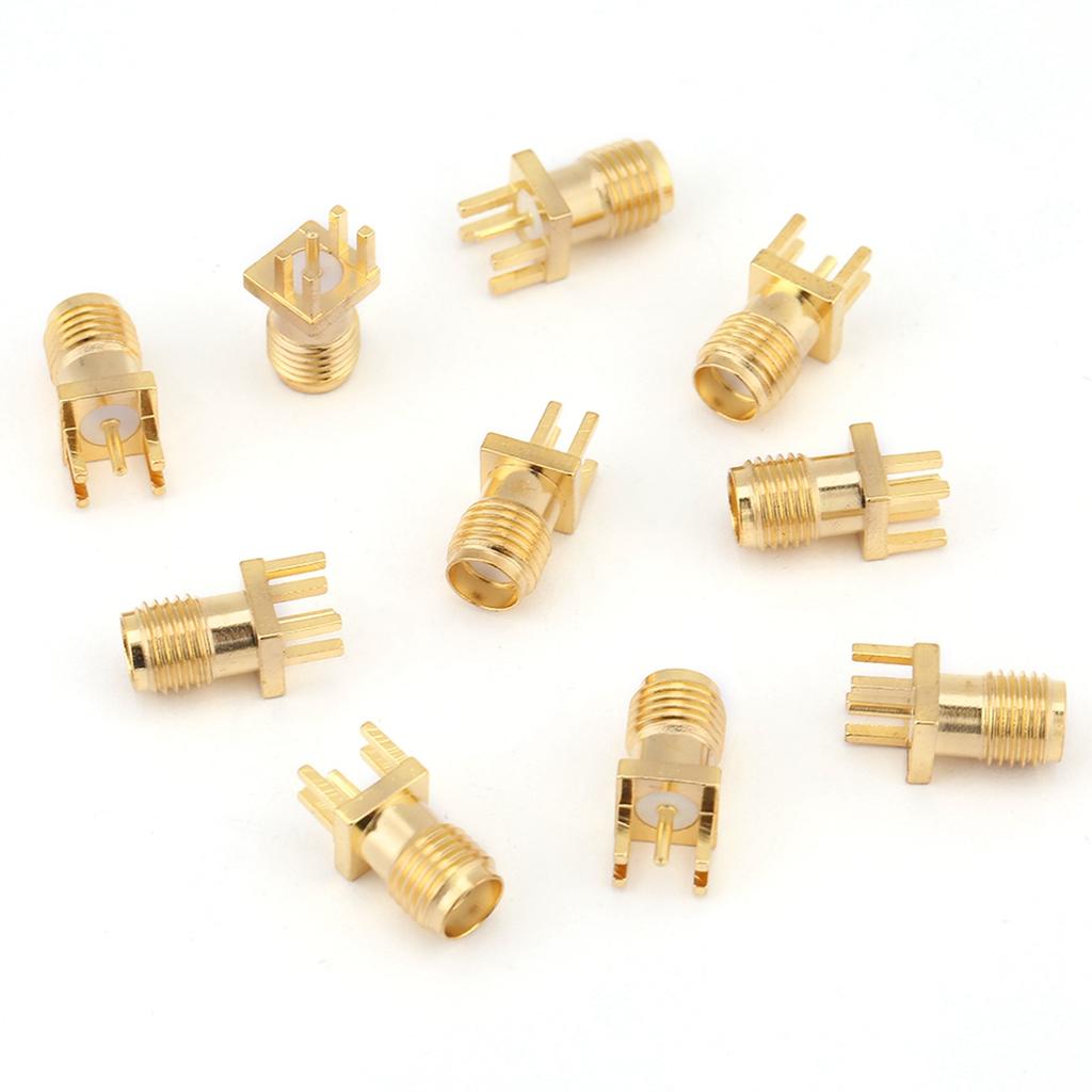 SMA Socket, 10pcs SMA Female Connector Brass SMA Female Base Socket PCB Mount 50 Ohm RF Connectors, SMA Optic Connectors