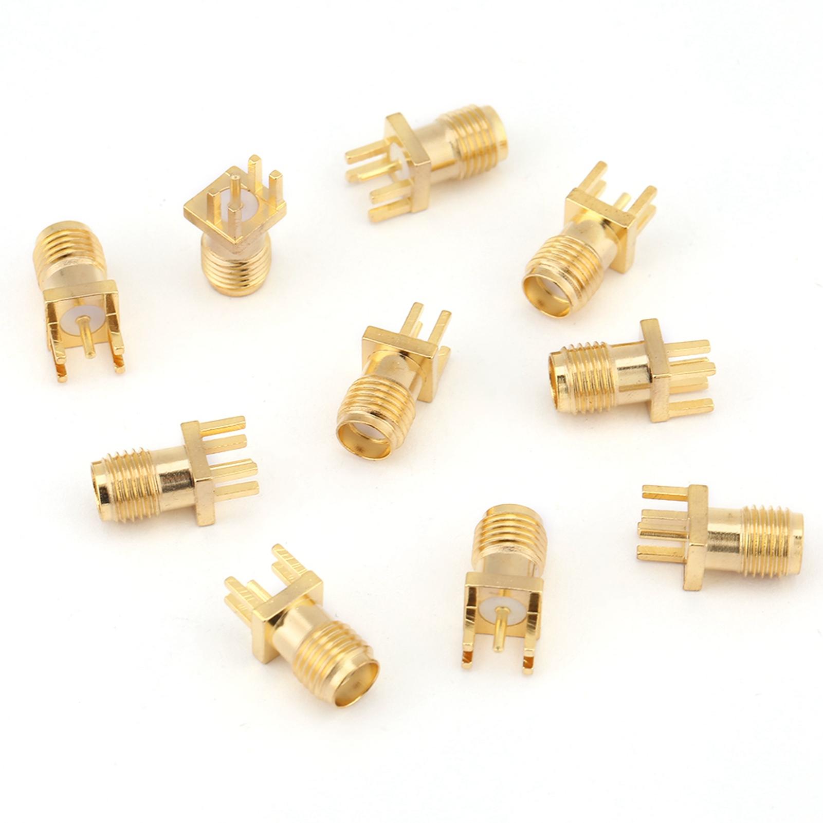 

10pcs Brass SMA Female Base Socket Jack PCB Mount 50 Ohm RF Connectors