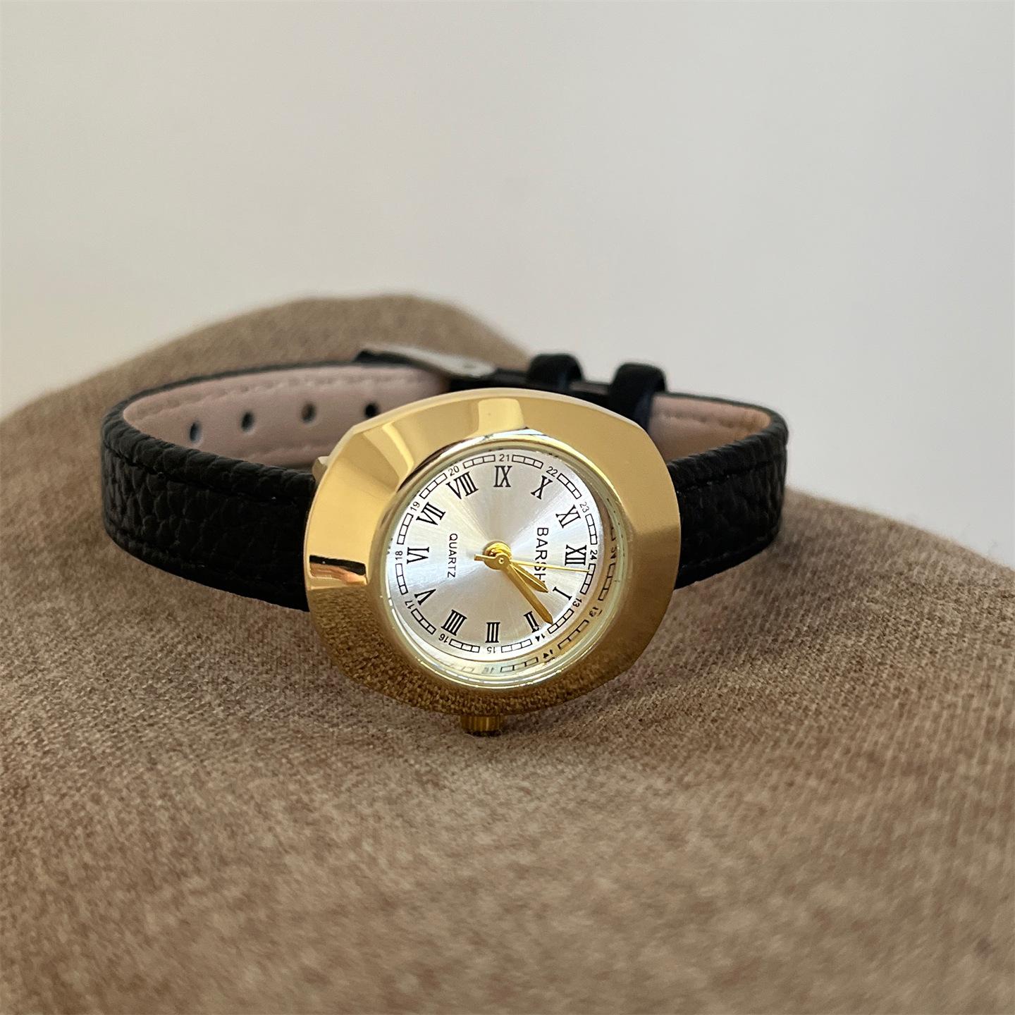 Retro Camellia Round Small Dial Watch Women S Exquisite Casual Belt Student Simple Fashion Quartz Watch