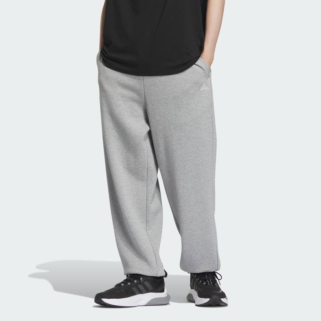 Adidas Logo Pants Solid Color Logo Fleece Thick Cuffed Loose Knit Sports Pants Unisex Pants Medium-Gray IV7608