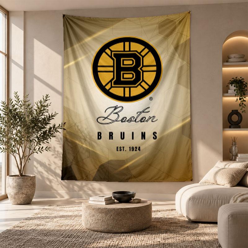 Arazzo Decorativo, Arte da Parete Stampato Boston Bruins, Appeso a Parete Leggero per Sfondo Camera da Letto