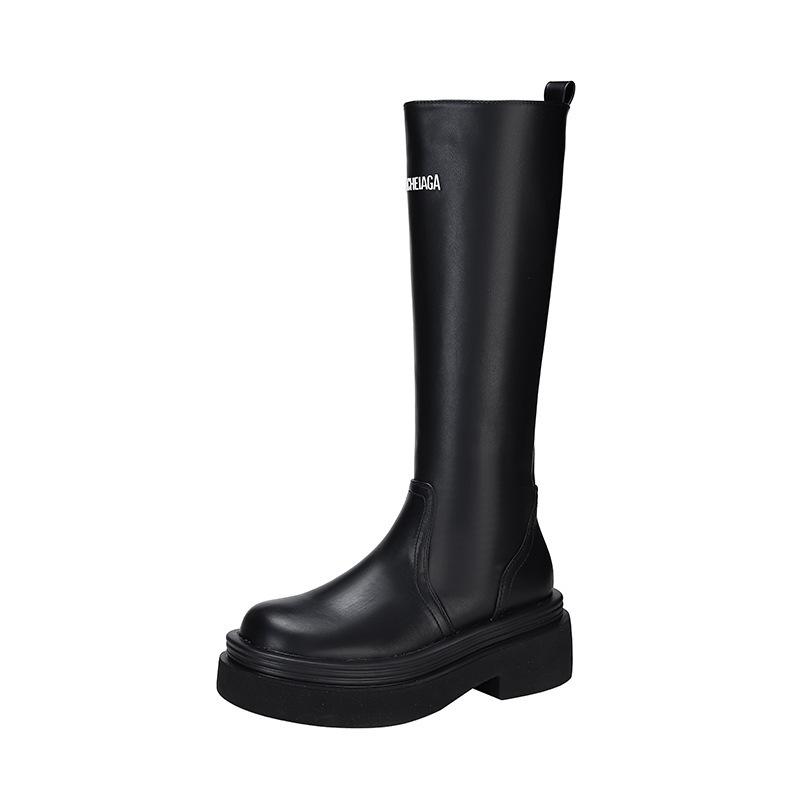 Paris same platform Martin boots versatile British style alphabet knight boots small man but knee height boots women