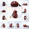 Rosewood Carved Pixiu Ornament: Gourd & Dragon Turtle Handicraft