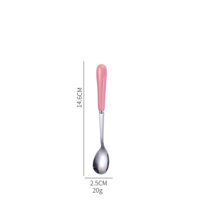 Dessert Espresso Ceramic Handle Stainless Steel Teaspoon Stirrer Coffee Spoons Stirring Tool
