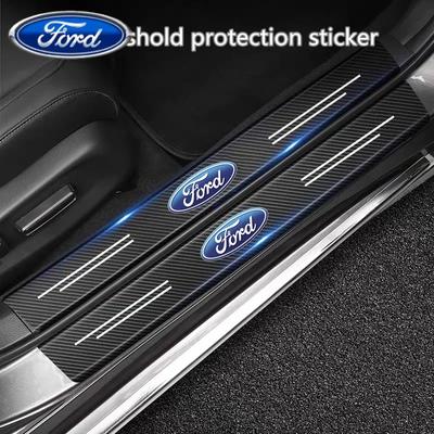 Car Sticker Ford 60X7CM Carbon Fiber Car Door Threshold Protective Sticker For Ford Fiesta C-Max Kuga Ranger Raptor KA Fusion ST