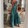 IHUASU Fashion Summer Spring Short Sleeve V-Neck Casual Dresses International Design