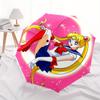 Sailor Moon Crescent Moon Pink Background StickerUmbrella, Portable 3-Fold Compact Umbrella for Men & Women Gift
