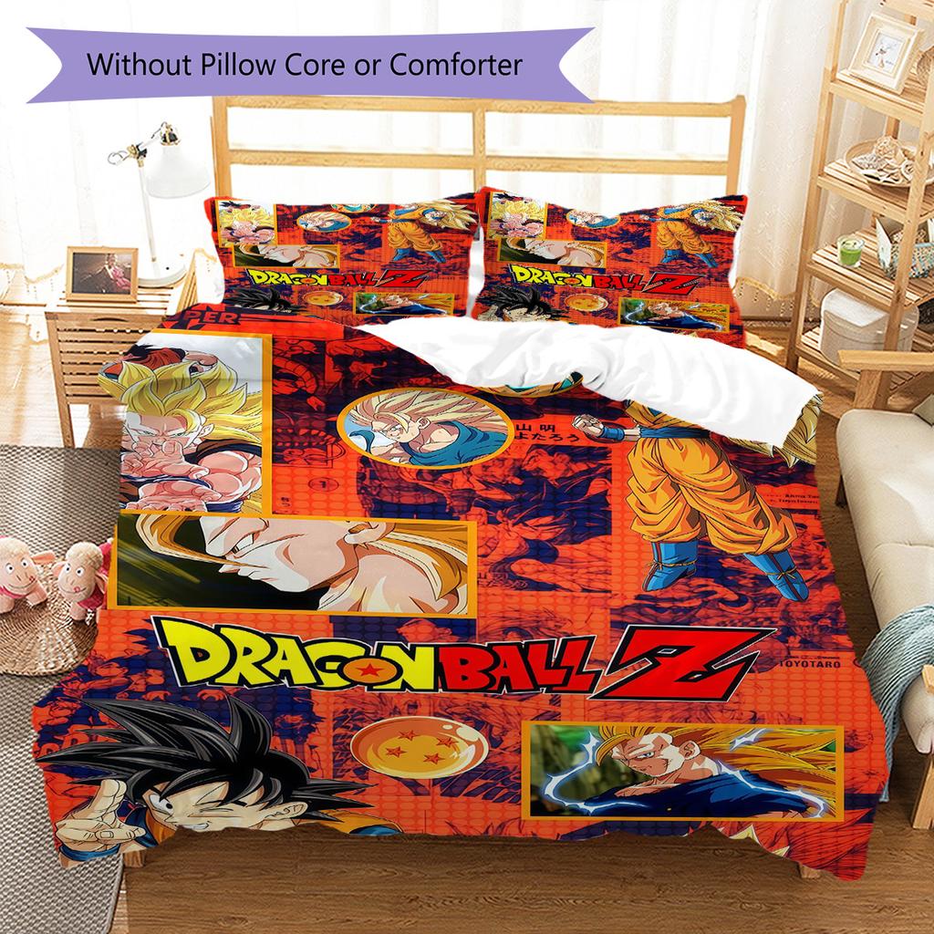 DBZ Decor Pattern Bedding Quilt Set Quilt Cover Pillowcase Home Decoration Birthday Gift (1 * Duvet Cover + 2 * Pillowcase, Without Core)
