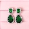 Fashion Classical Water Drop Emerald Zircon Earrings Simple Long Temperament  Silver Needle Earrings Girl Bride