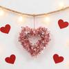 Tinsel Heart Shaped Wreath with Bow for Front Door Valentine's Day Red Pink Heart Wreath for Wedding Party Anniversary Wall Decor