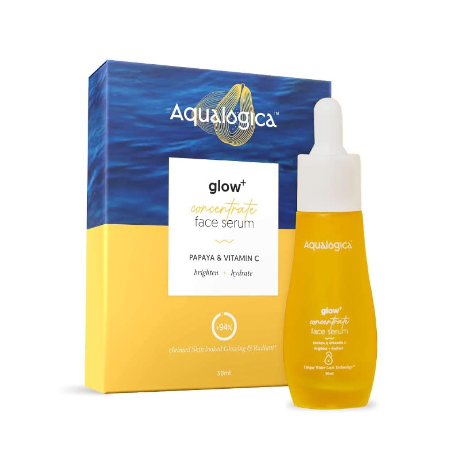 Aqualogica Glow+ Concentrate Vitamin C Face Serum 30ml Pack of 1 for Glowing Skin & Brightening