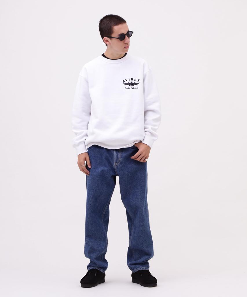 AVIREX VARSITY LOGO CREW NECK SWEAT 783-3932007 men's M white