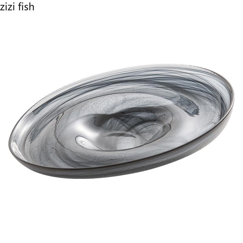 Irregular Slanted Glass Plate Pasta Dish Sashimi Plates Dessert Bowl Fruit Salad Bowl Serving Plates Dumpling Plate Dim Sum Dish