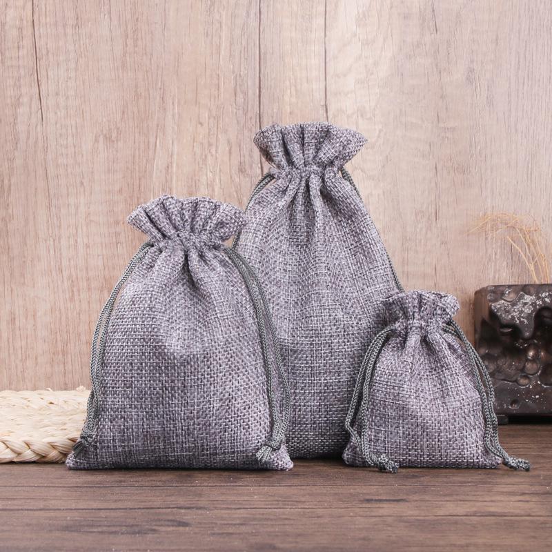 Ready Stock Linen Drawstring Bag for Jewelry and Gift Packaging