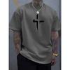 Summer Men's 100_ Pure Cotton Casual Loose Plus Size Cross Creative Printed Sports Comfortable Round Neck Short Sleeved T-shirt