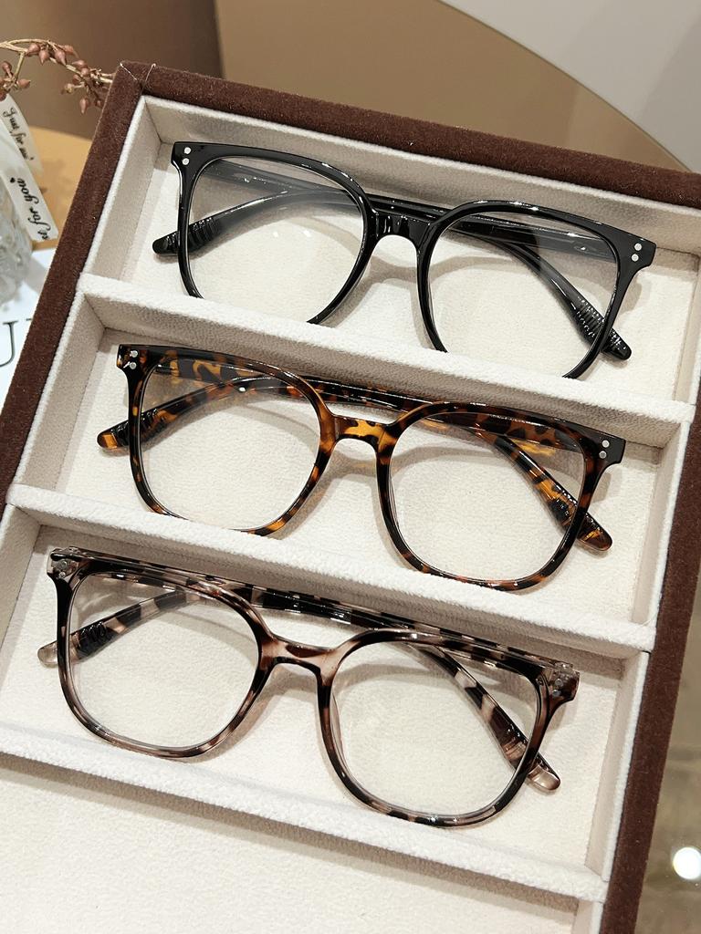 1Pc/3Pcs/4Pcs/5Pcs/6Pcs European and American Classic Popular Square Frame Glasses Set Men's and Women's Fashion Glasses
