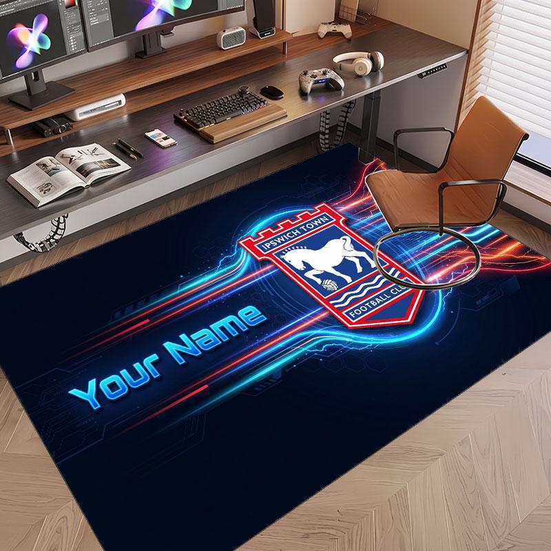 Custom Rug Ipswich Town Pattern Print Name Text Soft Non‑Slip Floor Carpet for Home Indoor Decoration