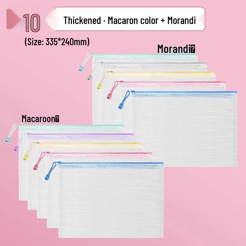 A4 Transparent Waterproof Zipper Document Bag for Exams and Office Use