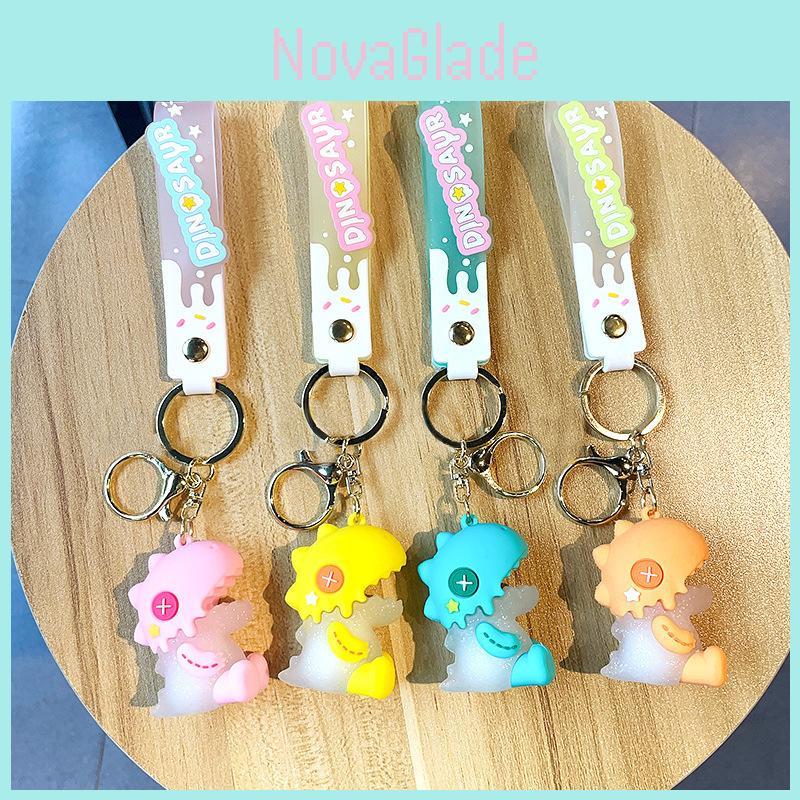 Entzückender Eisdinosaurier Schlüsselanhänger Weiches Gummi Zubehör Für Taschen Und Autos