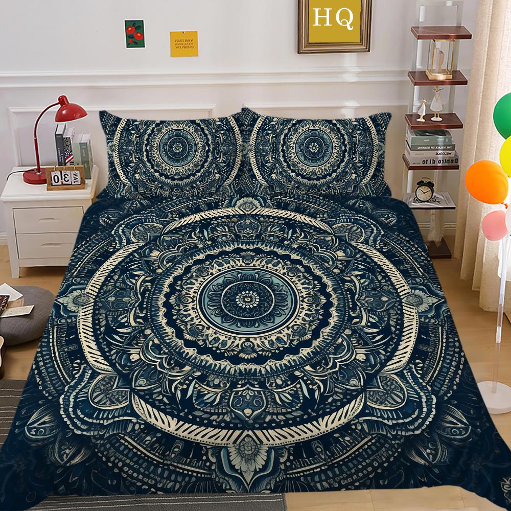 Set de huse de cuvertură cu imprimare 3D Datura Set de pat de dimensiune completă Set de lenjerie de pat din poliester pentru bărbați Textile de casă de lux de lux