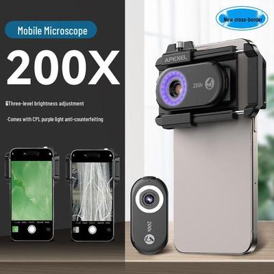 200x HD Optical Phone Microscope for Skin, Textile, and Biological Research