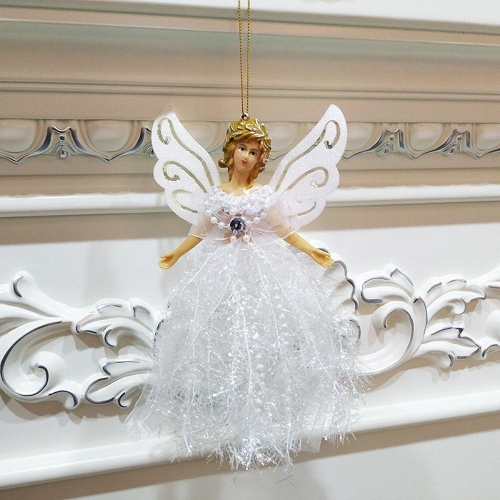 Glitter Christmas Angel Pendant with Shining Wings Hanging Angel Doll  New Year