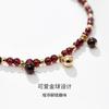 Natural Crystal Anklet Women With Garnet Beads Boho Style Wave Design Foot Jewelry