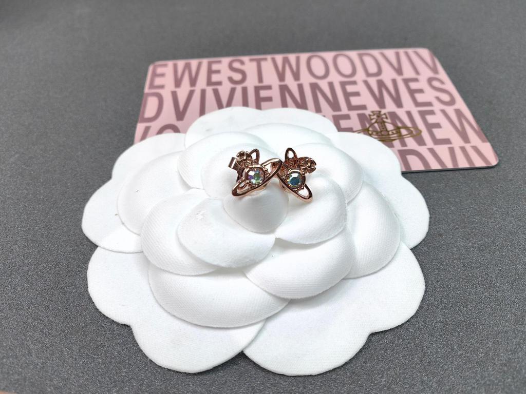 Vivienne Multicolor Zircon Saturn Stud Earrings with Mini Diamond for Women