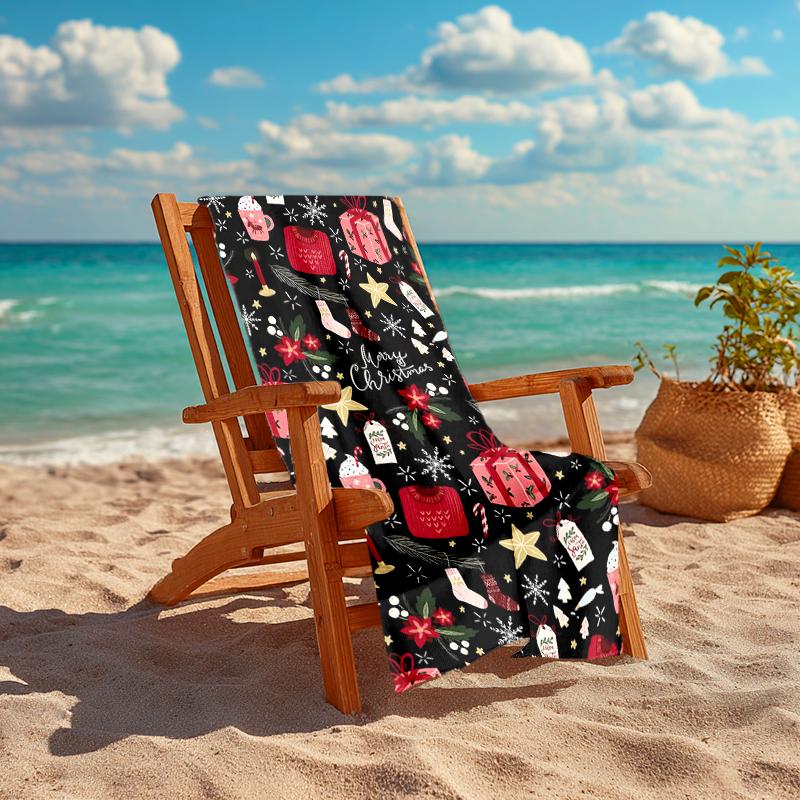 1Pc Christmas Winter Festive Beach Towel Quick Dry Multiuse For Beach Pool Gym Yoga Home Travel Christmas Halloween Xmas Gift S197