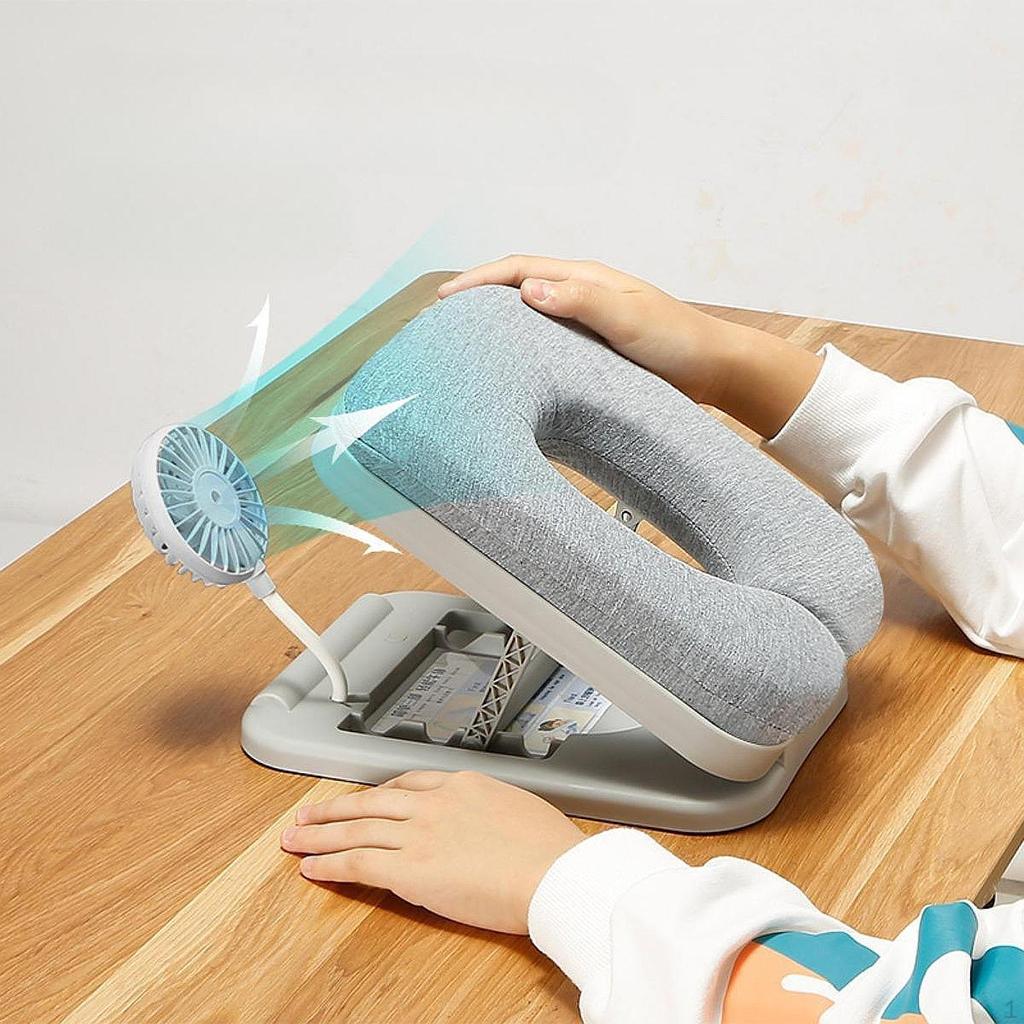 Papa Pillow with Fan Sleeping Hollow Design Soft Multifunction Face Down Desk Neck Pad
