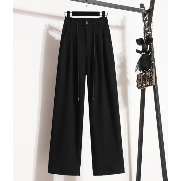 Women Plus Size Elastic Loose Cotton Casual Pants Long Solid Basic Trousers