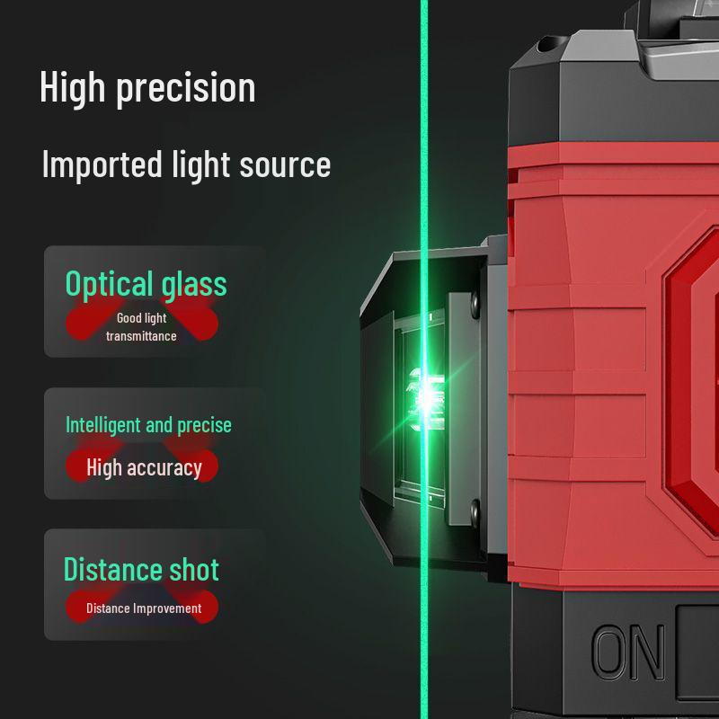 Delixi 12-Line Green Laser Level - High Precision Outdoor Instrument for Wall and Floor Leveling