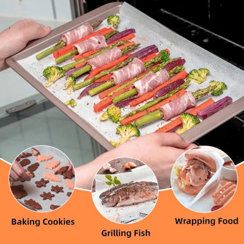 10/20/50M Baking Paper Barbecue Double-sided Silicone Oil Paper Parchment Rectangle Oven Oil Paper Baking Sheet Bakery BBQ Party