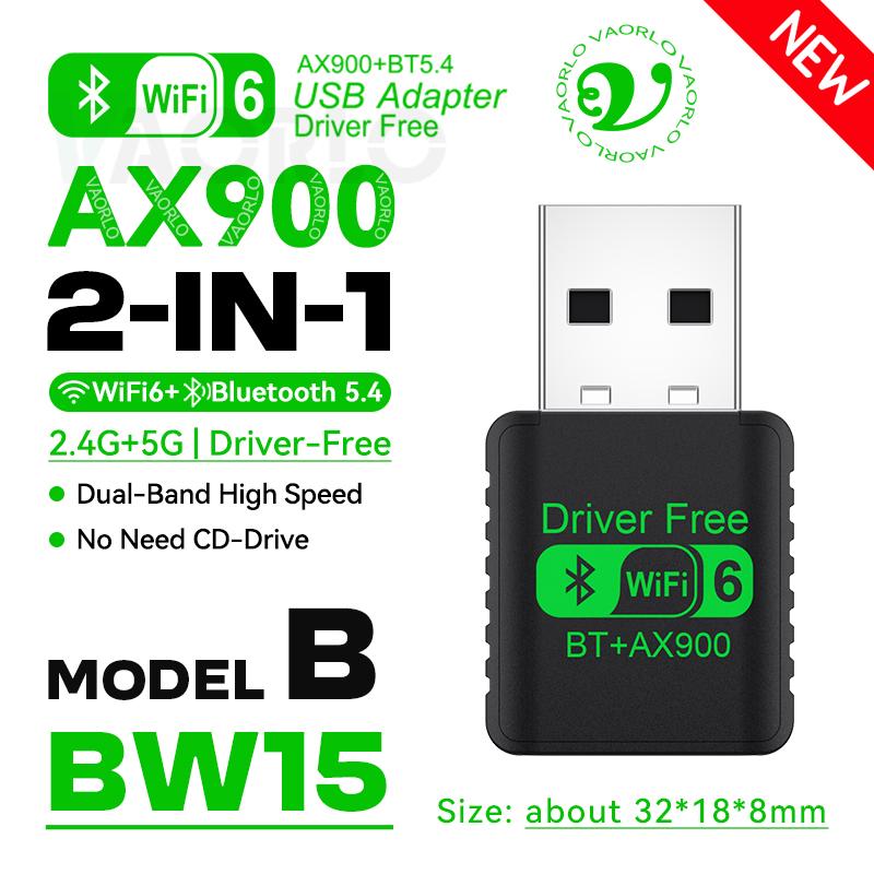 

AX900 WIFI6 USB Адаптер 2 В 1 Bluetooth 5.4 Двохдіапазонний 2.4G&5G 900 Мбіт/с WiFi 6 802.11AX Міні Бездротовий Картридер Для WIN 10/11 BW15