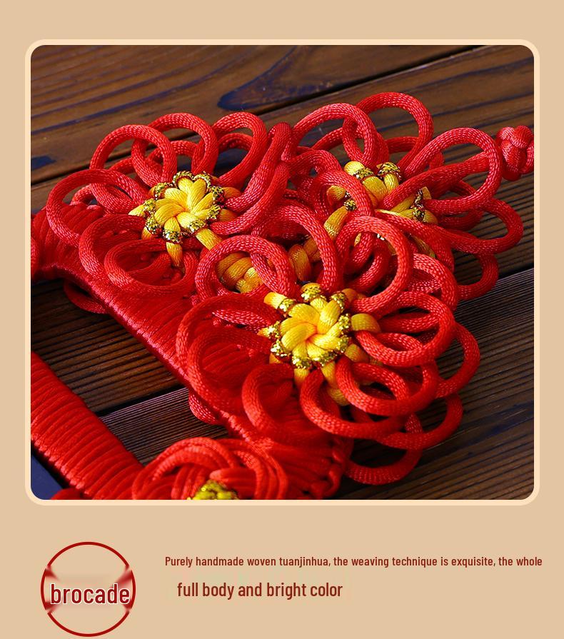 Chinese Knot Fu Character Wood Carving Pendant: New Style Large Hanging Ornament for Living Room, Entrance, or TV Wall Decor.