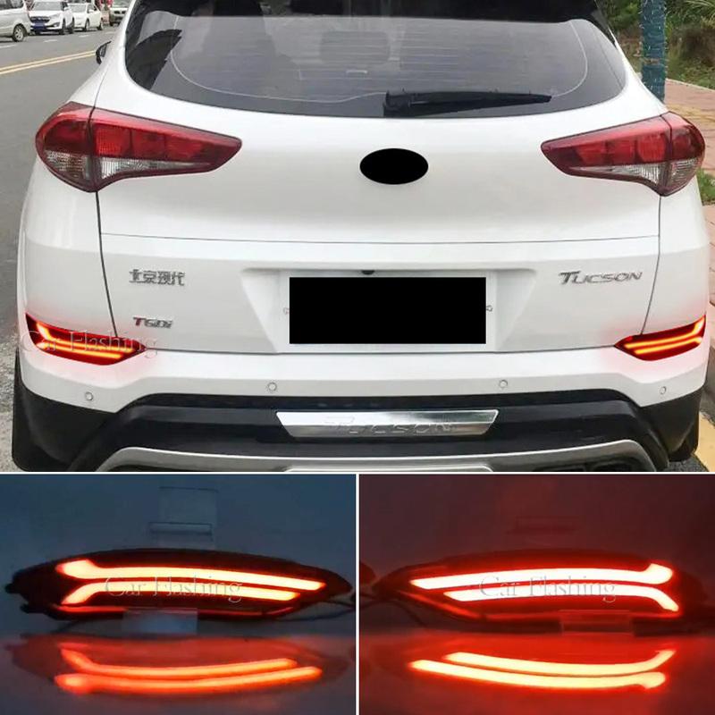Car Flashing 1Set Car LED Reflector Light For Hyundai tucson 2015 2016 2017 2018 Rear Fog Lamp turn Signal Brake Light