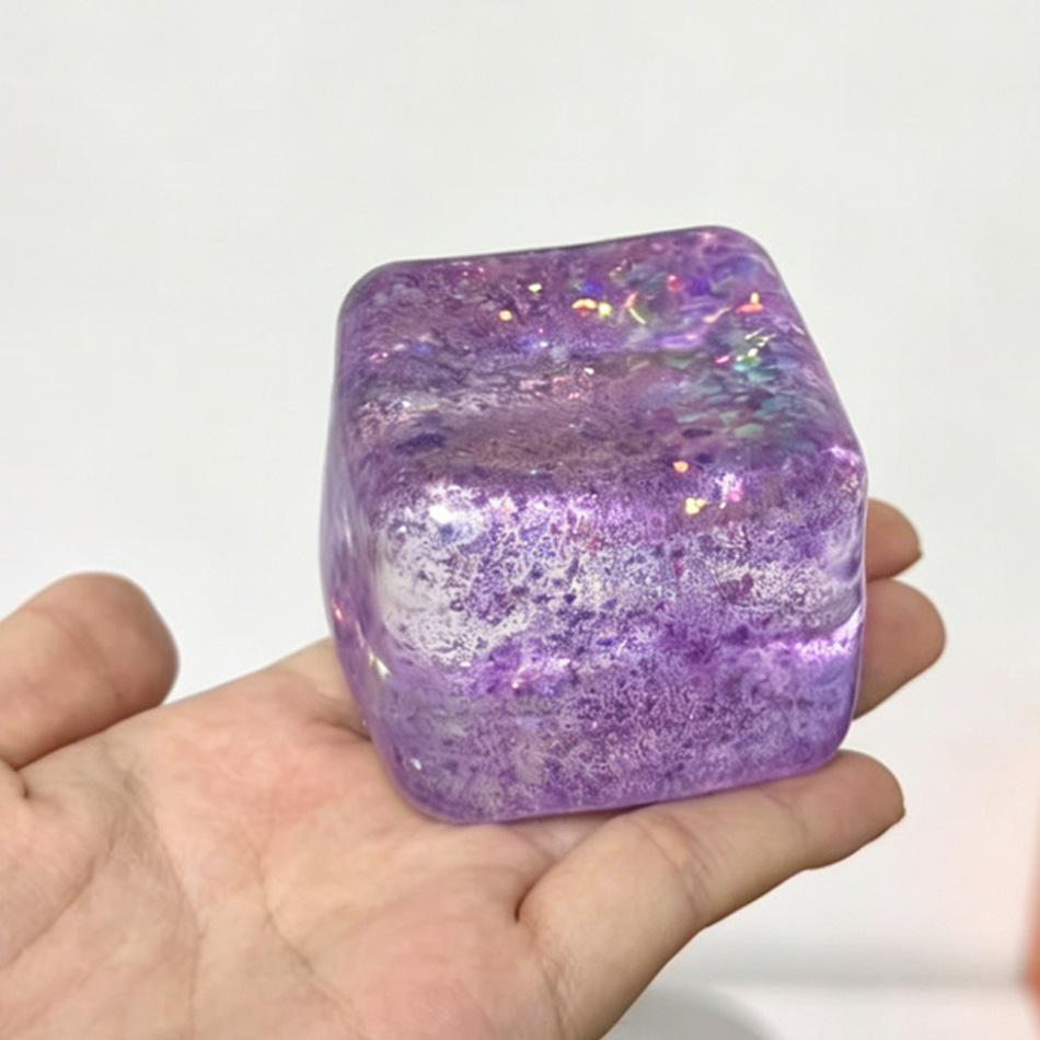 

Glitter Maltose Cube Stress Squeeze Toy Decompression Vent Ice Cube Anti Stress Slow Rebound Polar Light Colorful Squeeze TPRToy