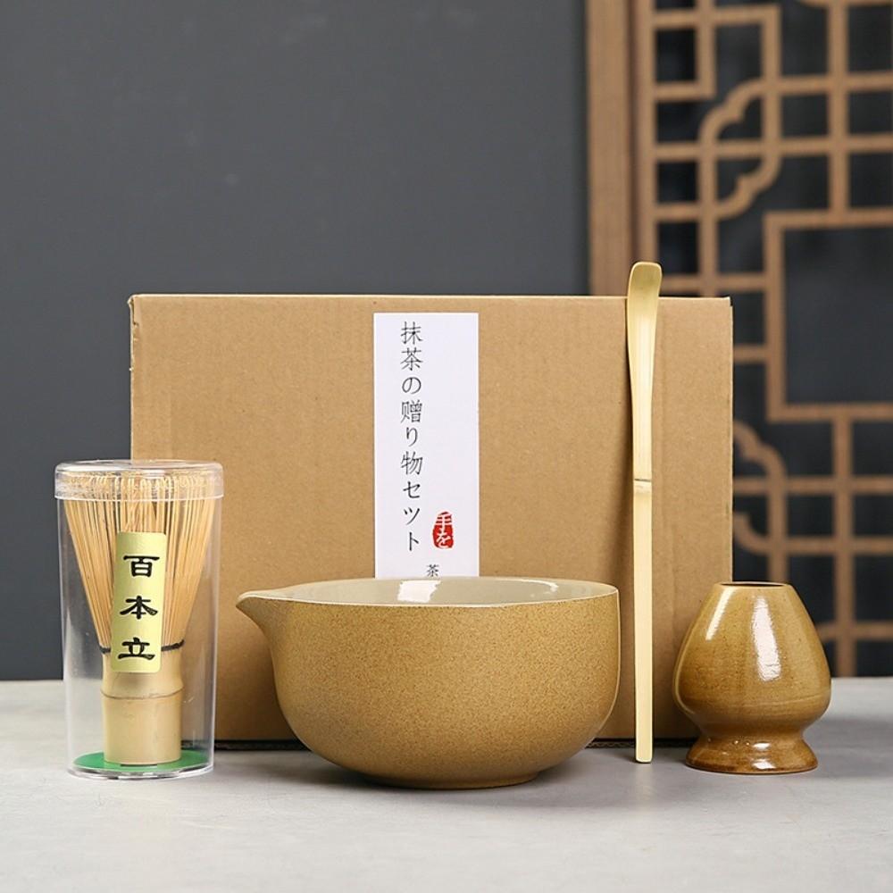 

4PCS Ceramic Bamboo Japanese Matcha Tea Set Matcha Whisk Holder Reusable Matcha Making Kit Matcha Bowl Whisk Teaspoon Tea Sets кофейный