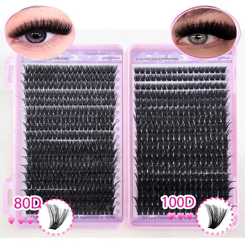 Lashes Cluster Diy Lash Extension Mixed Tray Clusters Eyelashes Fluffy Individual Lashes With Lash Bond And Seal And Tweezers