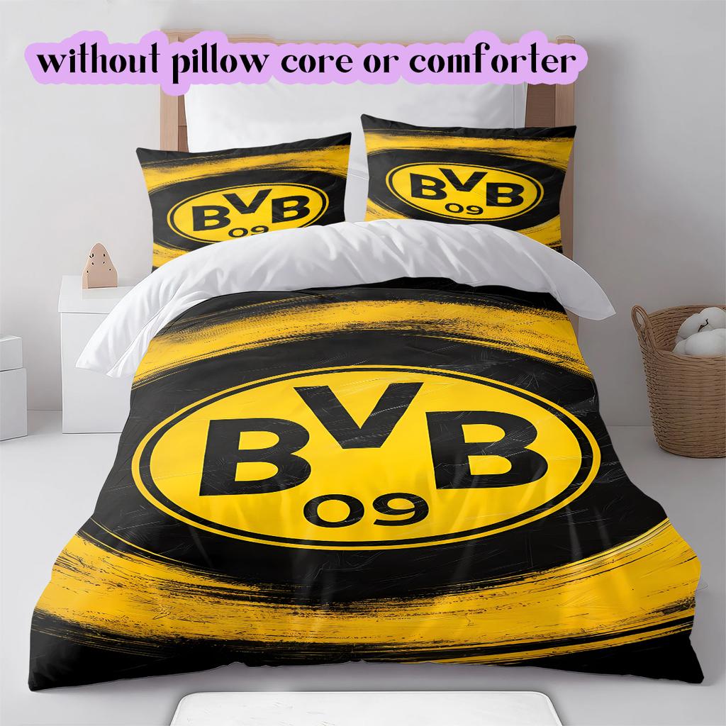 football Logo Pattern Bedding Quilt Set Quilt Cover Pillowcase Home Decoration Birthday Gift (1*duvet cover+ 2*pillowcase, without core)