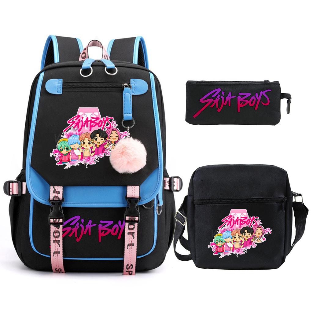 K-Pop Anime Cartoon Portable Shoulder Backpack Student Leisure School Bag Three-Piece Set