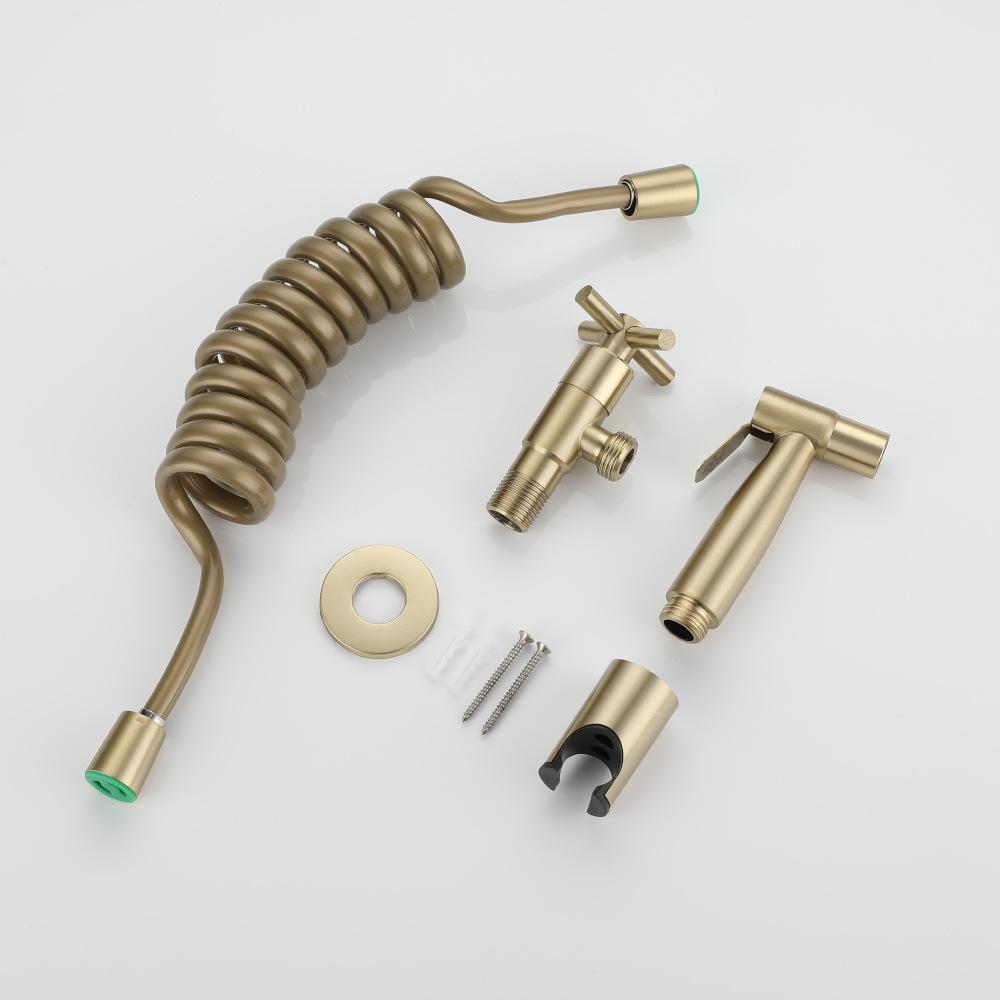 304 Stainless Steel Bathroom Bidet Faucet Set Wall Mounted Brushed Gold Handheld Hand Bidet Faucet Hand Sprayer Shower Cleaning